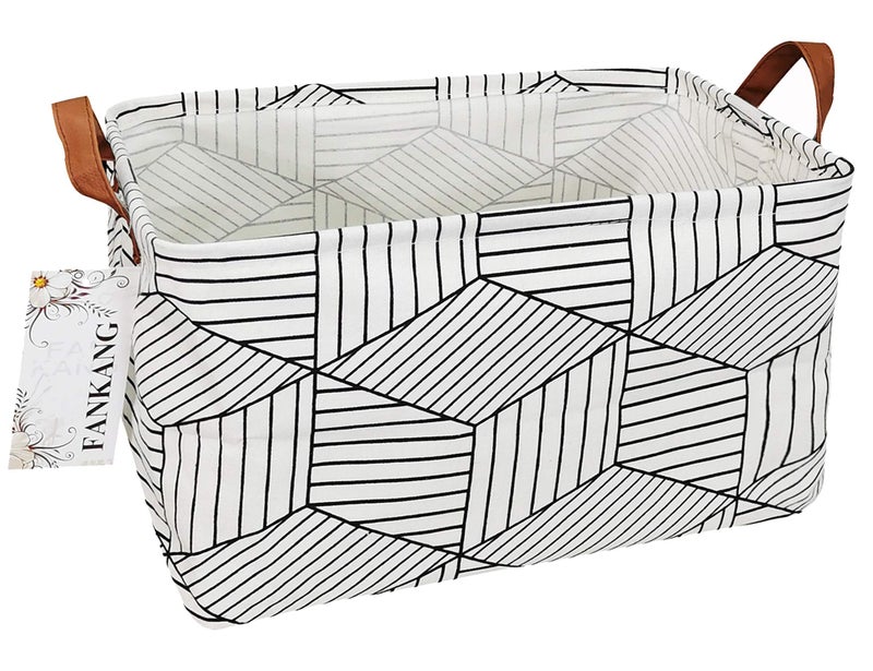 FANKANG Storage Basket,Nursery Hamper Canvas Laundry Basket Foldable with Waterproof PE Coating Storage, Office, Bedroom, Clothes,Toys (L, REC-Diamond) - Image 1